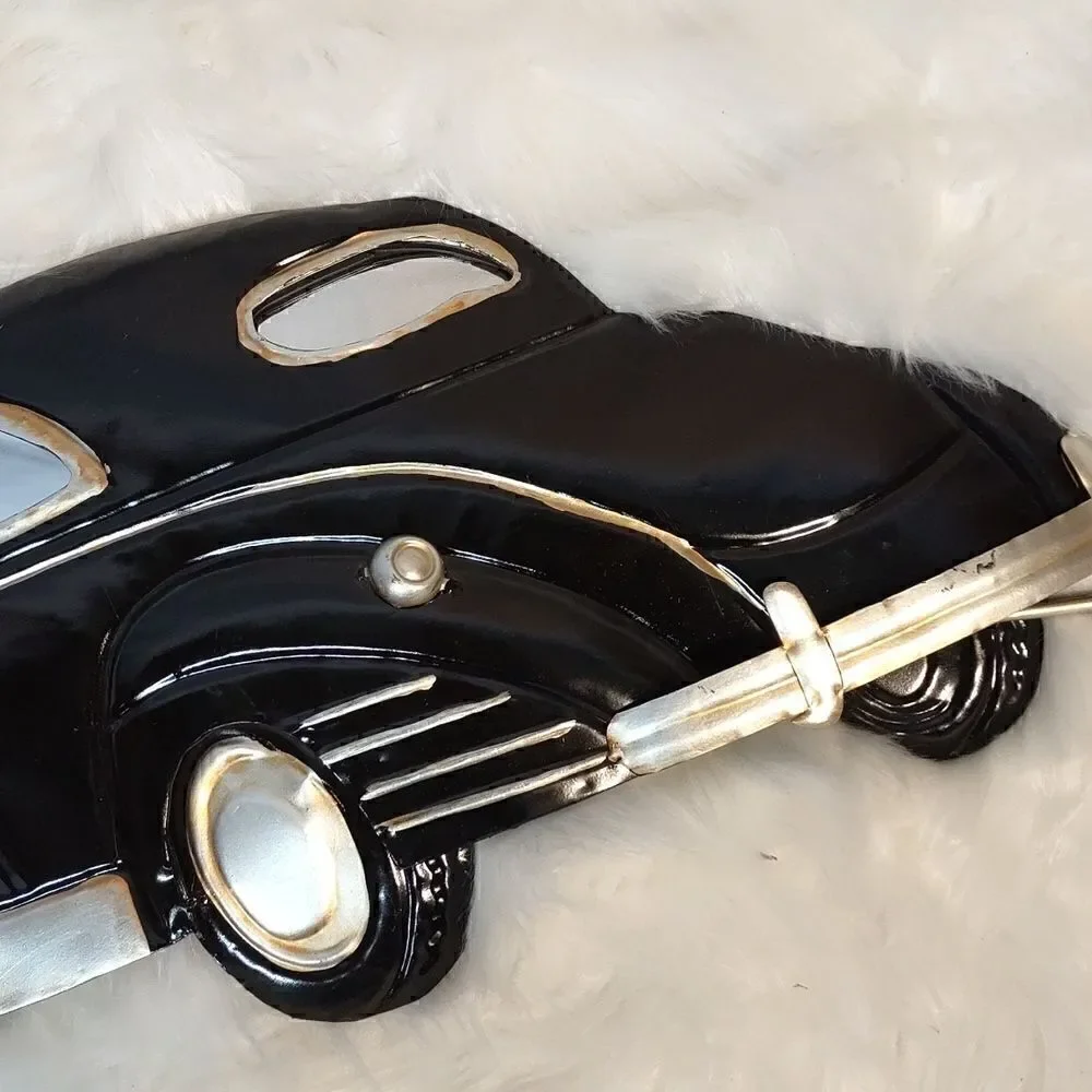 Vtg Black 50s Car Metal Sign